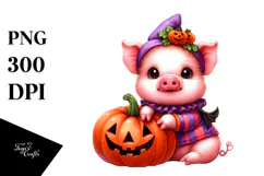 Cute Baby Pig Halloween PNG Product Image 1
