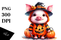 Cute Baby Pig in Halloween Style PNG Product Image 1