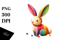 Colorful Bunny Made of Wood PNG Product Image 1