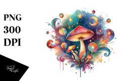 colorful Magical Celestial Astral Mushroom Splash | Clipart Product Image 3