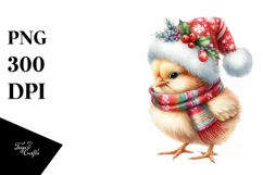 Cute Baby Chicken Dressed for Christmas PNG Product Image 1