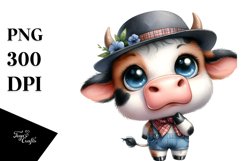Watercolor Baby Cow with Hat Product Image 3