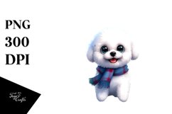 Crazy Bichon Frise in Landscape | Sublimation | Clipart Product Image 1