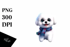 Crazy Bichon Frise in Landscape | Sublimation | Clipart Product Image 1