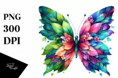 Abstract Vibrant Watercolor Butterfly, Transparent PNG Product Image 1