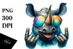 Funny Cute Rhino, Transparent PNG Product Image 1