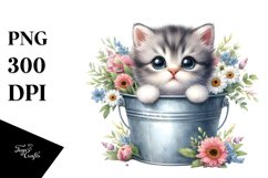 Cute Baby Cat with Flowers PNG Product Image 1