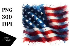 Detailed Watercolor USA Flag Product Image 1