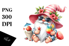 Whimsical Gnome with Cocktail PNG Product Image 1