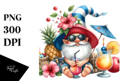 Whimsical Gnome with Cocktail PNG Product Image 1