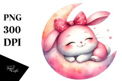 Colorful Smiling Baby Rabbit on Moon Product Image 3