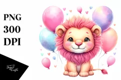 Vibrant Pink-ish Cute Baby Lion Balloons Product Image 1