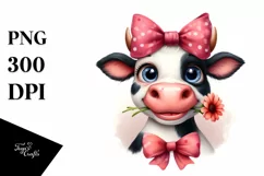 Watercolor Funny Cow with Bow and Sunglasses Product Image 3
