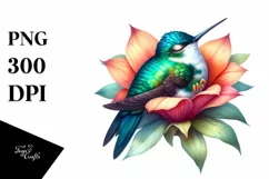 colorful Hummingbird Sleeping in Flower | Sublimation | Product Image 1