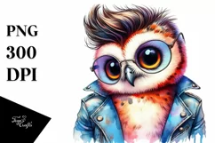 Cute Baby Owl Posing, Cool Haircut PNG Product Image 3