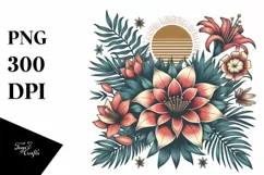 Vintage Tropical Sun Flower | Sublimation Clipart Product Image 1
