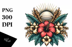Vintage Tropical Sun Flower | Sublimation Clipart Product Image 3