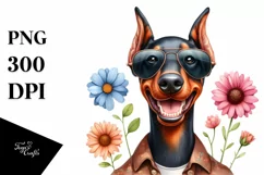 Watercolor Baby Doberman Sunglasses Clipart Product Image 1