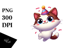 Silly Kitten with Party Hat PNG Product Image 1