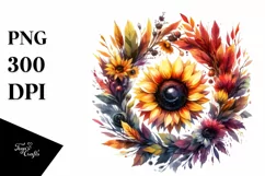 Vibrant Watercolor Abstract Whreath with Sunflower | Product Image 3