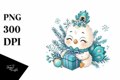 Cute Baby Peacock with Present PNG Product Image 3