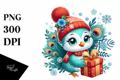 Cute Baby Peacock with Present PNG Product Image 3
