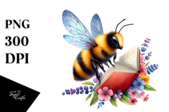 Vibrant Bee Reading | Watercolor Clipart Product Image 1