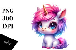 Cute Jumping Unicorn with Cool Haircut, Funny PNG Product Image 1