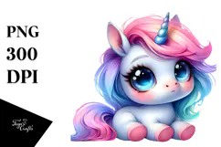 Funny Cute Unicorn with Cool Haircut, Expressive Face, Product Image 1