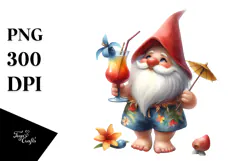 Whimsical Gnome Drinking a Cocktail, High-Res PNG Product Image 1