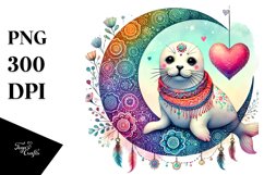 Boho Seal on Moon, PNG Product Image 1