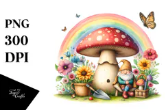 Colorful Gnome House Rainbow Butterfly | Sublimation, Product Image 1