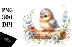 Cute Baby Bird Watercolor PNG Product Image 3