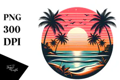 Retro Tropical Beach Sunset, 20 oz Tumbler Product Image 1
