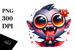 Funny Vampire with Tiny Cape, Watercolor PNG Product Image 1