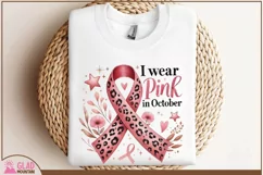 I wear Pink in October png, Boho Breast Cancer Awareness png Product Image 3