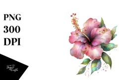 Hibiscus with Watercolor Splash PNG Product Image 1