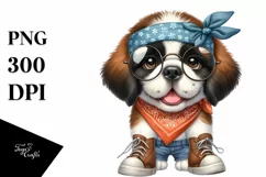 Watercolor Baby Saint Bernard Bandana Fancy es Clipart Product Image 3