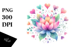 Pastel Flower with Heart Petals PNG Product Image 1