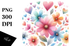 Pastel Flower with Heart Petals PNG Product Image 1