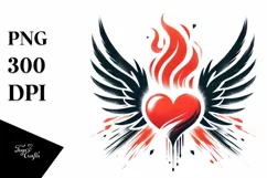 Heart with Wings and Fire PNG Product Image 1