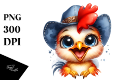 Funny Baby Rooster Portrait | Watercolor Clipart Product Image 1