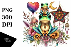 Frog with Star and Big Heart PNG Product Image 1