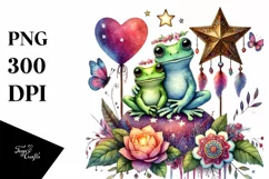 Frog with Star and Big Heart PNG Product Image 1