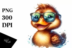 Smiling Duck Sunglasses | Watercolor Clipart Product Image 3