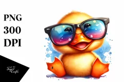 Smiling Duck Sunglasses | Watercolor Clipart Product Image 1