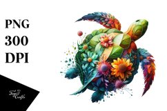 Abstract Watercolor Turtle PNG Product Image 1