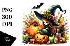 Vibrant Witch Pumpkin Clipart Product Image 1