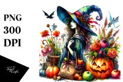 Vibrant Witch Pumpkin Clipart Product Image 1