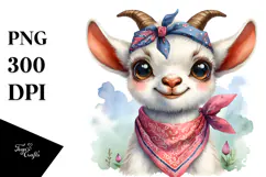 Funny Baby Goat With Bandana | Clipart Product Image 1